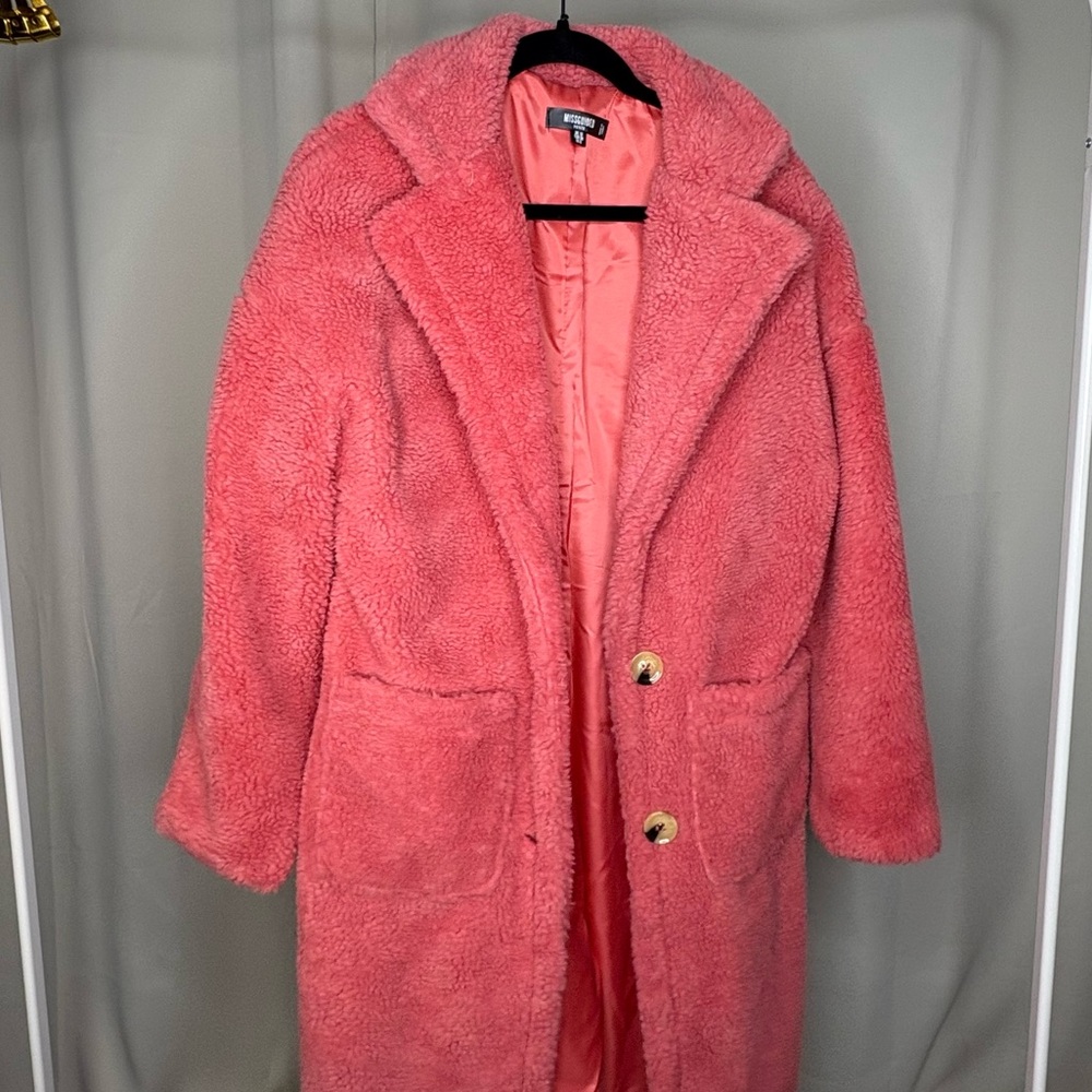 Missguided Pink Teddy Coat